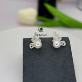  Bông tai bạc S925 hình bướm đính ngọc trai 7-8 ly- Stella Pearl E52101 