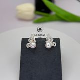  Bông tai bạc S925 hình bướm đính ngọc trai 7-8 ly- Stella Pearl E52101 