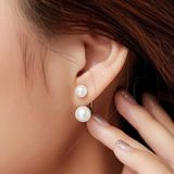  Bông Tai Ngọc Trai cong 7mm – 9.5mm khung bạc xi bạch kim Thiết Kế Thanh Lịch, Sang Trọng | Stella Pearl E510103 