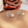 Bông Tai Bạc S925 Xi Kim Hình Nhánh Lá Đính Đá CZ – Ngọc size 5–6mm | E511203