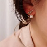  Bông Tai Bạc S925 Xi Kim Hình Nhánh Lá Đính Đá CZ – Ngọc size 5–6mm | E511203 