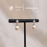 Bông tai ngọc trai dáng trứng bạc xi kim – Stella Pearl E512405 
