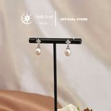  Bông tai ngọc trai dáng trứng bạc xi kim – Stella Pearl E512405 