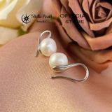  Bông Tai Ngọc Trai Móc Câu Nước Ngọt 9mm - Titan Xi Bạch Kim - Stella Pearl E54301 