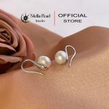  Bông Tai Ngọc Trai Móc Câu Nước Ngọt 9mm - Titan Xi Bạch Kim - Stella Pearl E54301 