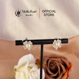  Bông Tai Hoa 4 Cánh Đính Ngọc Trai Màu Mỡ Gà 5mm | Bạc S925 - E55002 