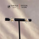  Bông Tai Hoa 4 Cánh Đính Ngọc Trai Màu Mỡ Gà 5mm | Bạc S925 - E55002 