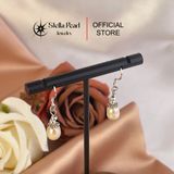  Bông Tai Ngọc Trai 8-9mm Móc Dài Charm Ốp Bạc - E55009 