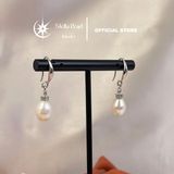  Bông tai ngọc trai trứng 8mm sáng bóng– Móc tòn ten, bạc xi bạch kim cao cấp - Stella Pearl E58105 