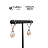  Bông tai ngọc trai trứng 8mm sáng bóng– Móc tòn ten, bạc xi bạch kim cao cấp - Stella Pearl E58105 