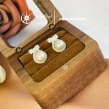  Bông tai ngọc trai 7.5mm dáng nơ đính đá - Stella Pearl E58106 