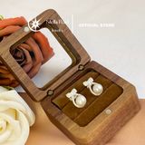  Bông tai ngọc trai 7.5mm dáng nơ đính đá - Stella Pearl E58106 