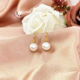  Bông Tai Móc Câu Ngọc Trai Nước Ngọt ~8-8.5mm - khung bạc xi vàng Stella Pearl E58301 