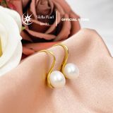  Bông Tai Móc Câu Ngọc Trai Nước Ngọt ~8-8.5mm - khung bạc xi vàng Stella Pearl E58301 