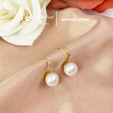  Bông Tai Móc Câu Ngọc Trai Nước Ngọt ~8-8.5mm - khung bạc xi vàng Stella Pearl E58301 