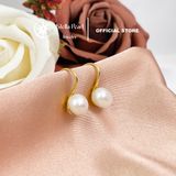  Bông Tai Móc Câu Ngọc Trai Nước Ngọt ~8-8.5mm - khung bạc xi vàng Stella Pearl E58301 