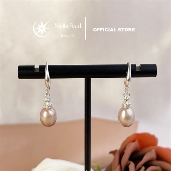  Bông Tai Móc Ngọc Trai Dáng Trứng 8–10mm – Bạc S925 | Stella Pearl E56401 