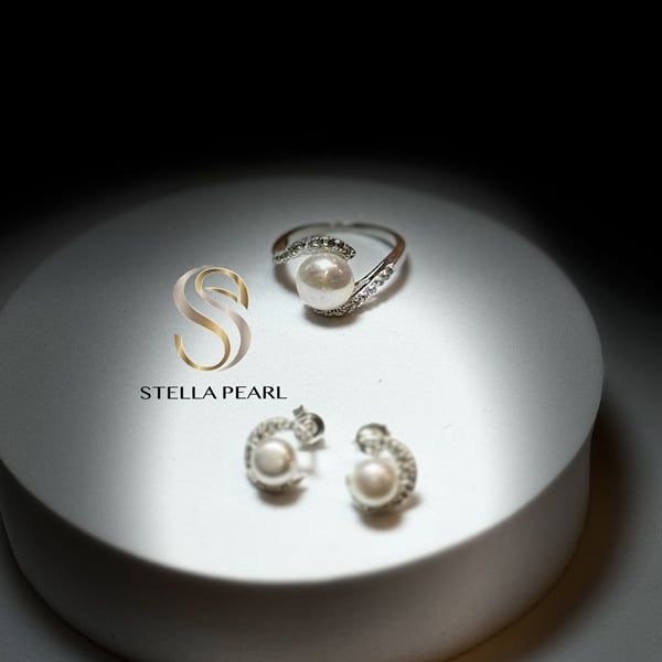  Nhẫn bạc s925 hoạ tiết đảo ngược đính kèm ngọc trai 9 ly 