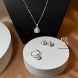  Mặt dây chuyền bạc hoa 3 cánh đính ngọc trai 8.5 ly 