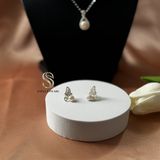  Bông tai bạc S925 hình bướm đính ngọc trai 7-8 ly- Stella Pearl E52101 