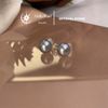 Bông tai nụ ngọc trai chốt đẩy bạc S925 7-8mm màu xám sang trọng - Stella Pearl E56303