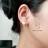  Bông tai bạc S925 đính ngọc trai nước ngọt 8 ly hình mặt trăng huyền bí - Stella Pearl E52102 