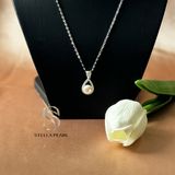  Mặt dây chuyền bạc S925 hình giọt nước gắn ngọc trai bẹt 8.5 ly - Stella Pearl C52120 