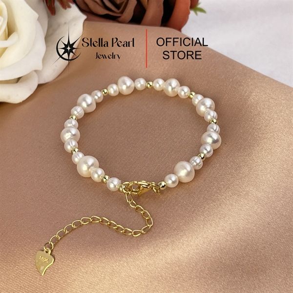  Vòng tay ngọc trai hạt trắng mix nhiều size - Stella Pearl B56310 
