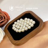  Ngọc trai hạt tròn xuyên tâm làm mặt dây – Tròn đều, độ bóng 3A, 8-9mm Stella Pearl C58107 