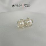  Bông Tai Bạc S925 Đính Ngọc Trai Trắng 7.5mm Hình Hoa 5 Cánh – Stella Pearl E254101 