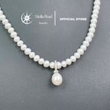  Mặt dây chuyền ngọc trai giọt nước 8mm bạc 925 đính đá khung mở tháo rời - Stella Pearl C58304 