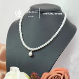  Mặt dây chuyền ngọc trai giọt nước 8mm bạc 925 đính đá khung mở tháo rời - Stella Pearl C58304 