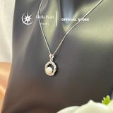  Mặt dây chuyền ngọc trai 6mm bạc xi kim – Vòng xoắn đính đá CZ tinh tế Stella Pearl | C512401 