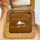  NHẪN BẠC XI BẠCH KIM NGỌC TRAI 5–6MM – THIẾT KẾ FREESIZE THANH LỊCH | R511201 