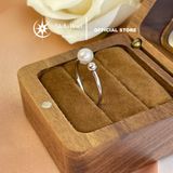  NHẪN BẠC XI BẠCH KIM NGỌC TRAI 5–6MM – THIẾT KẾ FREESIZE THANH LỊCH | R511201 