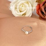 Nhẫn ngọc trai freesize bạc xi kim - Stella Pearl R512403 