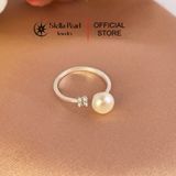  Nhẫn ngọc trai bạc S925 ngọc 6mm hoặc 7.5mm freesize - thiết kế tối giản Stella Pearl R55103 