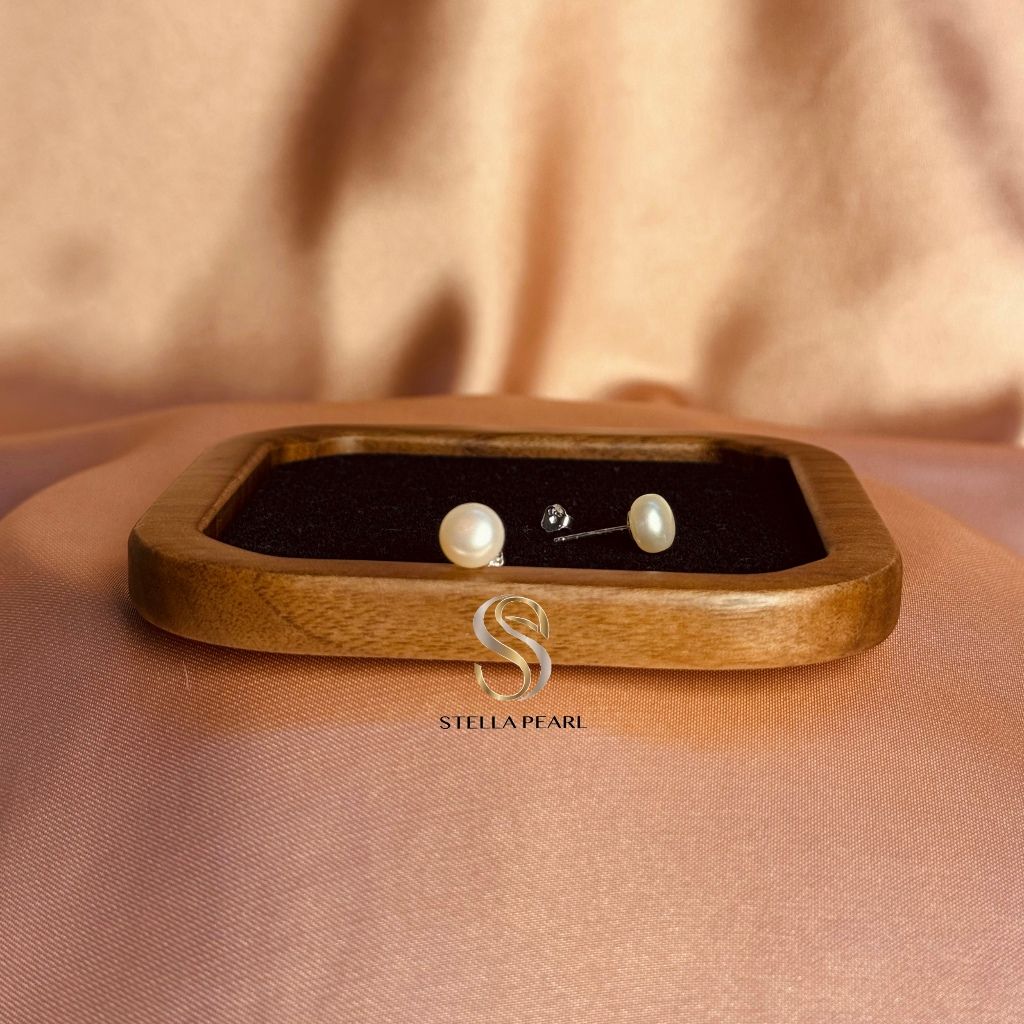  Bông tai nụ ngọc trai thật chuôi bạc S925 nhiều kích cỡ - 5 