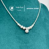  Vòng cổ ngọc trai thật phối hạt bạc vỡ – Viên chủ 8mm tròn đều, sang trọng tinh tế Stella Pearl N510101 