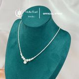  Vòng cổ ngọc trai thật phối hạt bạc vỡ – Viên chủ 8mm tròn đều, sang trọng tinh tế Stella Pearl N510101 