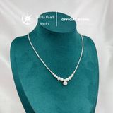  Vòng cổ ngọc trai thật phối hạt bạc vỡ – Viên chủ 8mm tròn đều, sang trọng tinh tế Stella Pearl N510101 