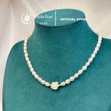  Bộ trang sức ngọc trai dáng gạo charm hoa khảm vỏ trai sò - Stella Pearl S510121 