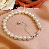  Vòng tay ngọc trai thật 6–7mm tròn đều, khóa tua bạc S925 charm tim-  Stella Pearl B510104 