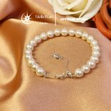  Vòng tay ngọc trai thật 6–7mm tròn đều, khóa tua bạc S925 charm tim-  Stella Pearl B510104 