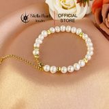  Vòng tay ngọc trai 6-6.5mm phối bi hợp kim - Stella Pearl B56001 