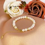  Vòng tay ngọc trai 6-6.5mm phối bi hợp kim - Stella Pearl B56001 