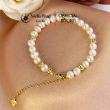  Vòng tay ngọc trai 6-6.5mm phối bi hợp kim - Stella Pearl B56001 