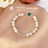  Vòng Tay Ngọc Trai 6–7mm Charm Cỏ 4 Lá – Bạc S925 | Stella Pearl B56603 