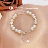 Vòng Tay Ngọc Trai 6–7mm Charm Cỏ 4 Lá – Bạc S925 | Stella Pearl B56603 
