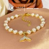  Vòng tay ngọc trai thật 6-6.5mm phối charm đuôi cá - Stella Pearl B58201 